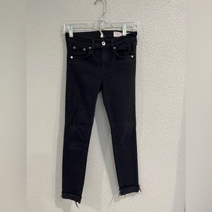 Rag and Bone Black Denim Rolled Skinny Ankle Jeans, Size 26